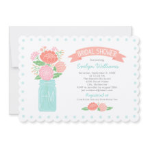 Vintag Aqua Blush Floral Mason Jar Brautparty