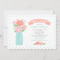Vintag Aqua Blush Floral Mason Jar Brautparty