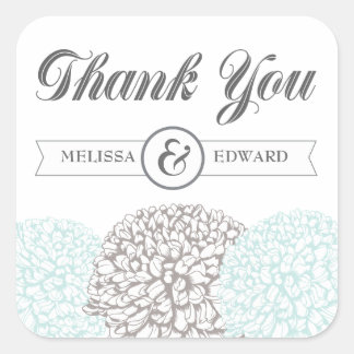 Vintag Aqua Zinnia Blume Danke Stickers
