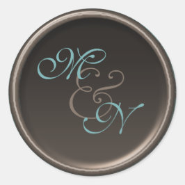 Vintag Aquamarin und braun 1,5" Durchmesser Rundau Runder Aufkleber