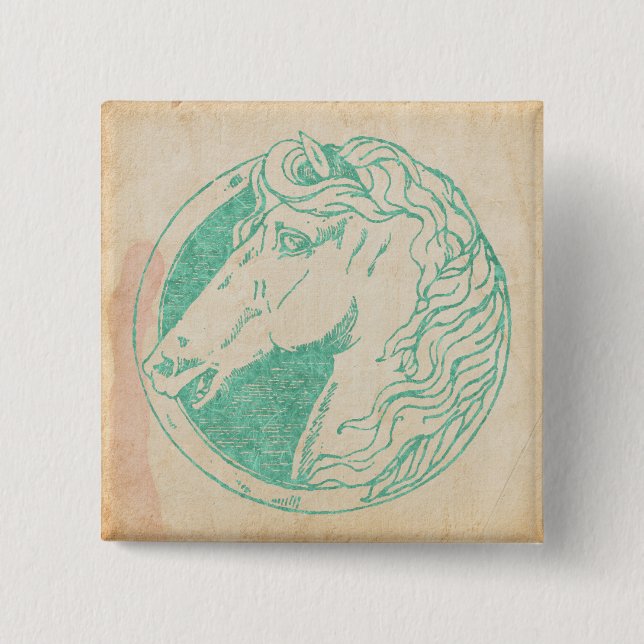 Vintag Aquamarines Tint Horse Cameo Button (Vorderseite)