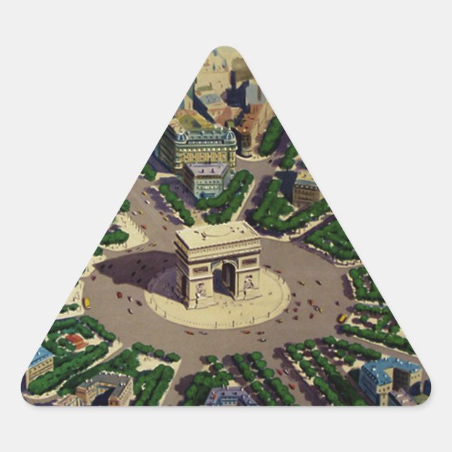 Vintag Arc de Triomphe Paris Dreieckiger Aufkleber (Vorderseite)