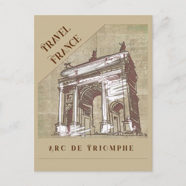 Vintag Arc De Triomphe Paris Frankreich Reisen Postkarte (Vorderseite)
