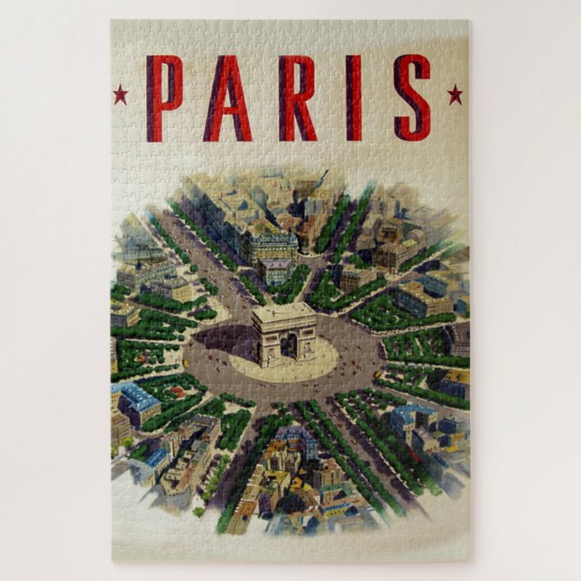 Vintag Arc de Triomphe Paris Illustration Puzzle (Vertikal)
