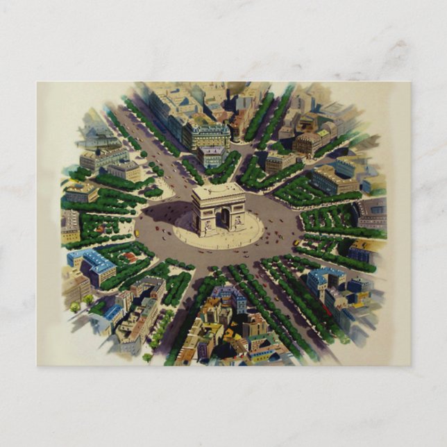 Vintag Arc de Triomphe Paris Postkarte (Vorderseite)