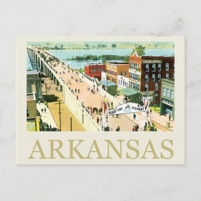 Vintag Arkansas Postkarte (Vorderseite)