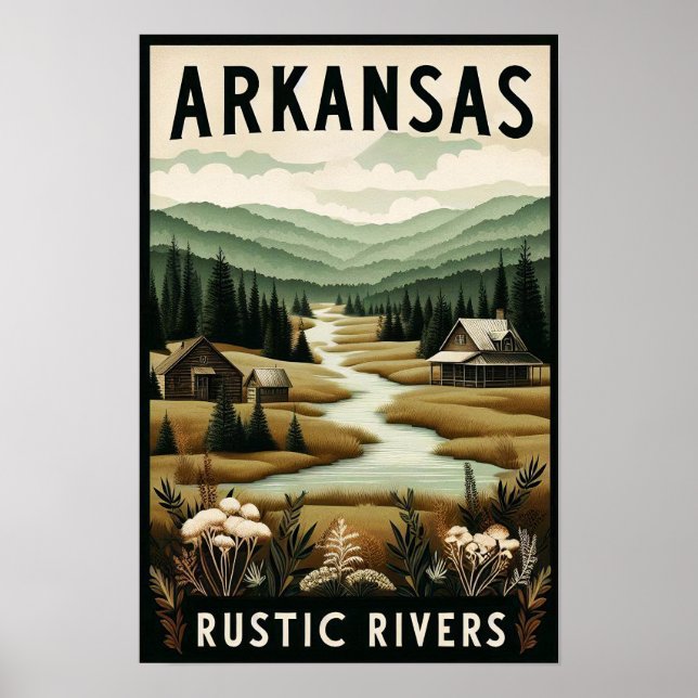 Vintag Arkansas Rustikales Flussposter Poster (Vorne)