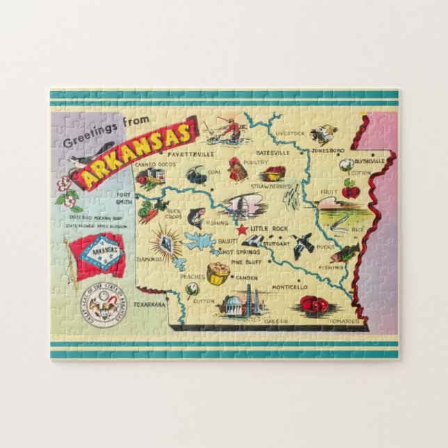 Vintag Arkansas Staat Map Puzzle (Horizontal)