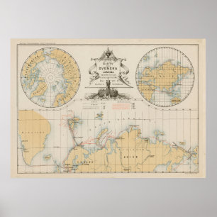 Vintag Arktis und Nordpol - Explorations-Karte 188 Poster