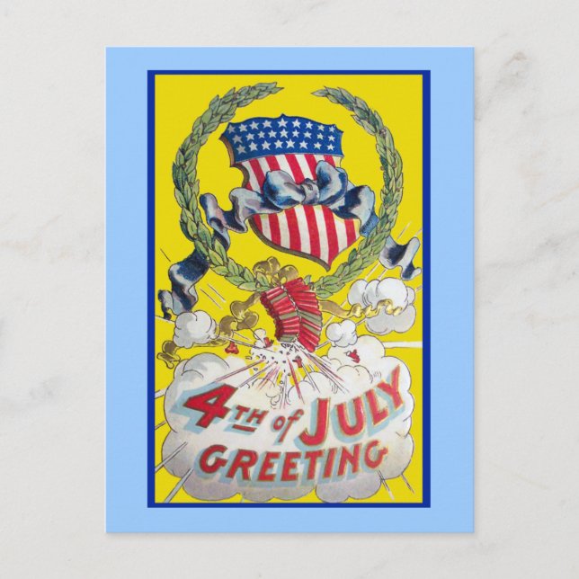 Vintag Art. 4 Juli Gruß Postkarte (Vorderseite)