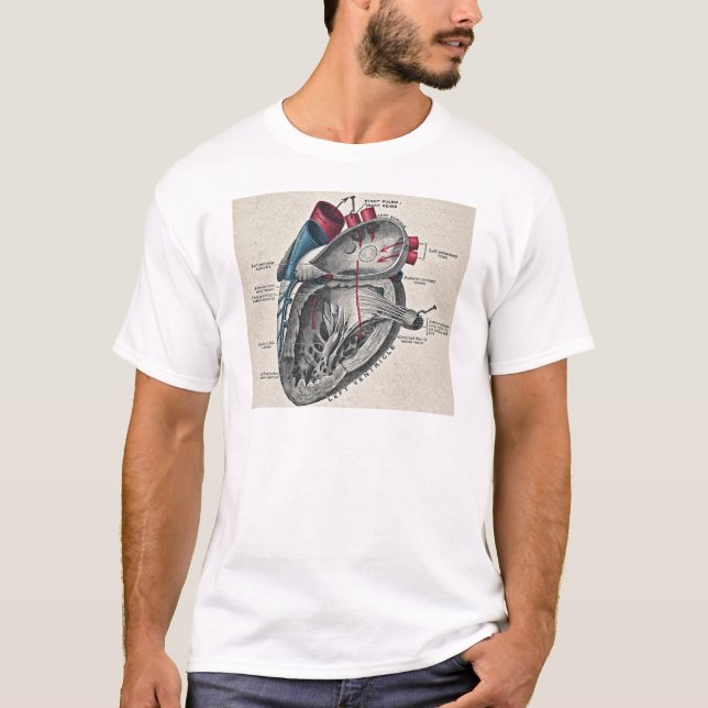 Vintag Art Anatomisches Herzdiagramm - Wissenschaf T-Shirt (Vorderseite)