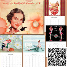 Vintag Art Button-Up Girls Kalender 20XX
