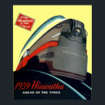 Vintag Art Deco 1939 Lokomotivzuweisung Poster<br><div class="desc">Dies ist ein digital erweitertes Bild einer Vintagen Art-Déco-Werbung für einen Hiawatha Milwaukee Road Lokomotivzug von 1939. Obwohl die Hintergrundfarbe vom Original abgeleitet wurde,  können Sie sie anpassen.</div>