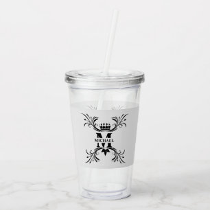 Vintag Art Deco Black Name Monogram Acryltrinkbecher