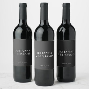 Vintag Art Deco Black Simple Custom Wedding Weinetikett
