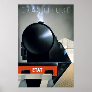 Vintag Art Deco Black Steam Locomotive Poster
