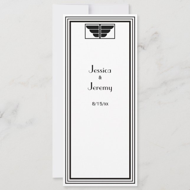 Vintag Art Deco Black WhFrame #2 Empfang Einladung (Vorderseite)