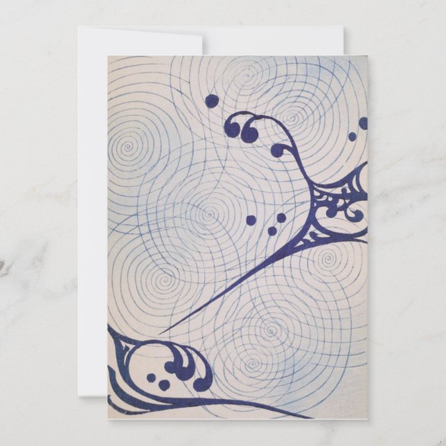 Vintag Art Deco Blue Waves Einladung (Vorderseite)