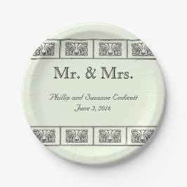 Vintag Art Deco Blume Border Wedding Pappteller