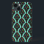 Vintag Art Deco Blume Fan Mosaik Case-Mate iPhone Hülle<br><div class="desc">Ein Vintager,  kunstvoller Deko inspirierte ein fächerförmiges Muster mit farbenfrohen Blume auf schwarz mit einem minzgrünen,  leicht geometrischen Hintergrund. Inspiriert von den rauschenden Zwanziger / Gatsby. Ein klassisches,  hübsches,  modernes Blumendesign für jeden,  der die 20er Jahre liebt.</div>