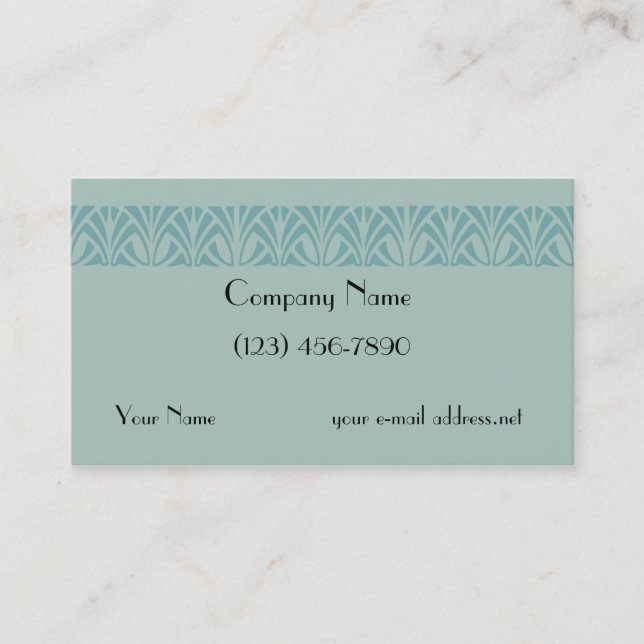 Vintag Art Deco Border Blue Visitenkarte (Vorderseite)