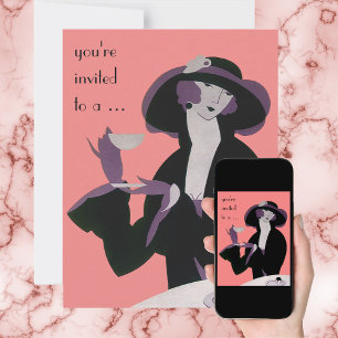 Vintag Art Deco Brautparty Party Einladung