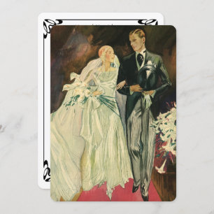 Vintag Art Deco Bride und Groom Newlyweds Hochzeit Einladung