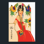 Vintag Art Deco Bridge Tally Poster<br><div class="desc">Atemberaubende Kunst Deko-Art einer wunderschönen, rot gekleideten Dame, die in den 1920er Jahren auf einer Bridge-Talkarte erschienen ist, von der Charles S. Clark Co. Schöne an jeder Wand, und ein perfektes Geschenk und Erinnerung für den Liebhaber der alten Kunst! Bridge-Tally-Karten werden verwendet, um die Bewertung von Bridge-Kartenspielen behalten, wenn es...</div>