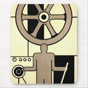 Vintag Art Deco Business Wheel und Machine Worker Mousepad