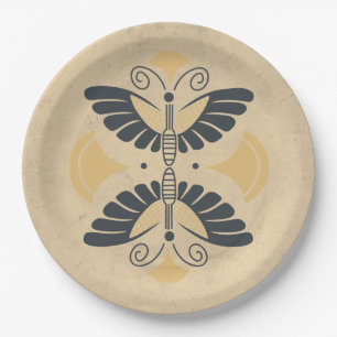 Vintag Art Deco Butterfly Motif Pappteller