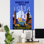 Vintag Art Deco Chicago 1934 World's Fair Poster<br><div class="desc">Ich fand dieses wunderschöne Vintage Chicago 1934 World's Fair Poster und dachte,  es würde eine phantastische Postkarte machen. Auch als Kunstdruck erhältlich.</div>