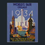 Vintag Art Deco Chicago 1934 World's Fair Poster<br><div class="desc">Ich fand dieses wunderschöne Vintage Chicago 1934 World's Fair Poster und dachte,  es würde eine phantastische Postkarte machen. Auch als Kunstdruck erhältlich.</div>