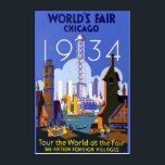 Vintag Art Deco Chicago 1934 World's Fair Poster Acryl Wandkunst<br><div class="desc">Ich fand dieses wunderschöne Vintage Chicago 1934 World's Fair Poster und dachte,  es würde eine phantastische Postkarte machen. Auch als Kunstdruck erhältlich.</div>