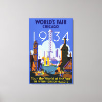 Vintag Art Deco Chicago 1934 World's Fair Poster