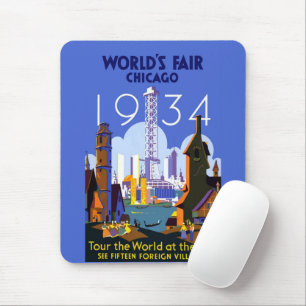Vintag Art Deco Chicago 1934 World's Fair Poster Mousepad