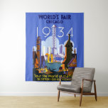 Vintag Art Deco Chicago 1934 World's Fair Poster Wandteppich<br><div class="desc">Ich fand dieses wunderschöne Vintage Chicago 1934 World's Fair Poster und dachte, es würde eine phantastische Postkarte machen. Auch als Kunstdruck erhältlich.</div>