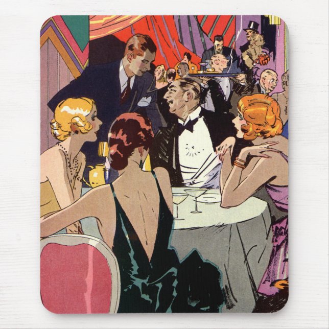 Vintag Art Deco Cocktail Party am Abend Mousepad (Vorne)