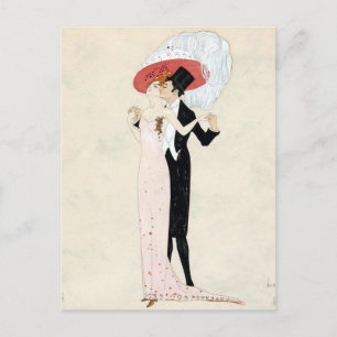 Vintag Art Deco Couple von Leo Rauth Postkarte