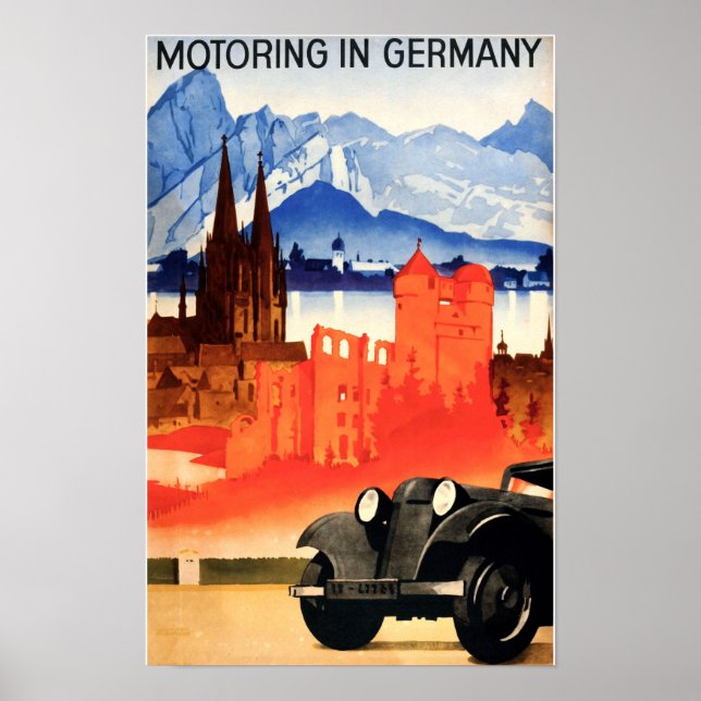 Vintag Art Deco Deutschland Reisen Plakat (Vorne)
