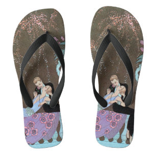 Vintag Art Deco Fireworks Le Feu, George Barbier Flip Flops