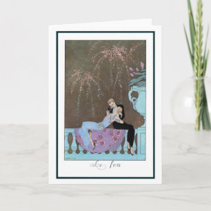 Vintag Art Deco Fireworks Le Feu, George Barbier Karte