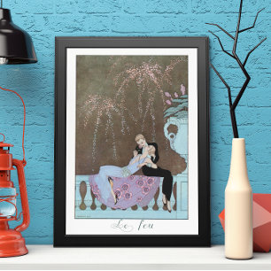 Vintag Art Deco Fireworks Le Feu, George Barbier Poster