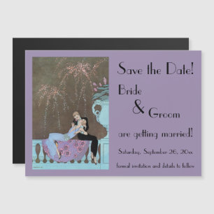 Vintag Art Deco Fireworks Wedding Save the Date Magneteinladung