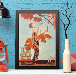 Vintag Art Deco, Flighty Bird von George Barbier Poster