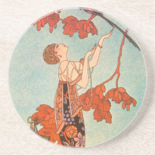 Vintag Art Deco, Flighty Bird von George Barbier Untersetzer