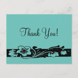 Vintag Art Deco Floral Border Vielen Dank Postkarte