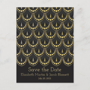 Vintag Art Deco Gold & Brown Save the Date Postkarte