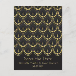 Vintag Art Deco Gold & Brown Save the Date Postkarte