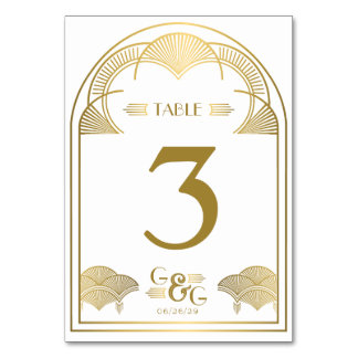 Vintag Art Deco Gold Einzigartige Mongram Arch Wed Tischnummer