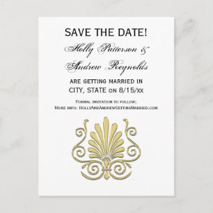 Vintag Art Deco Gold Plume Arabesque Ankündigungspostkarte